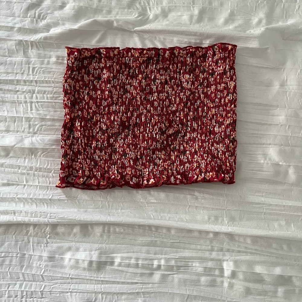 ROMWE Red Floral Crop Top